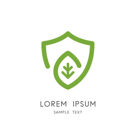 Nature protection - shield and green leaf symbolのイラスト素材