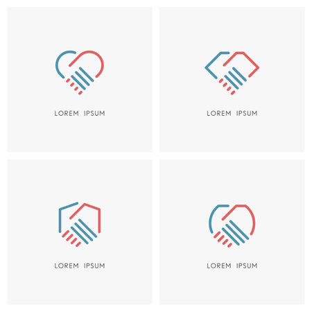 Handshake outline set - partnership and cooperation icons.のイラスト素材