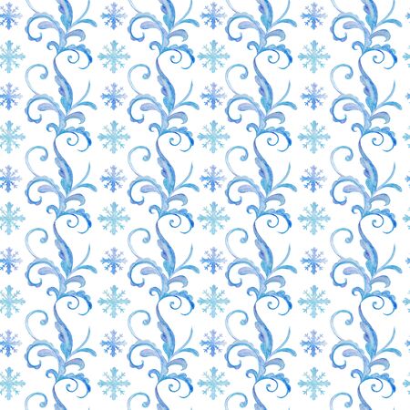 blue, decorative, winter seamless watercolor patternsの写真素材
