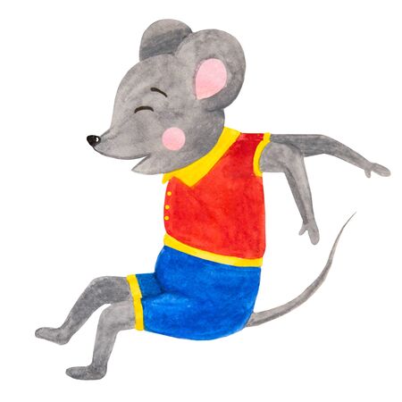 .watercolor illustration of circus, cute mice acrobatsの写真素材
