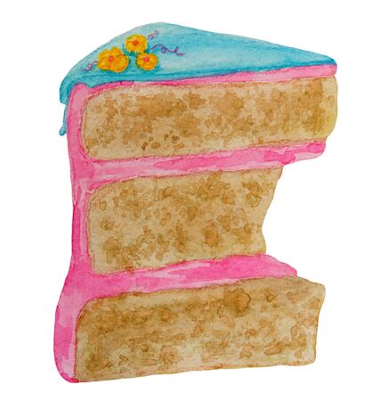 watercolor cake, sweet, color, fruit, childrens illustration, sketchの写真素材