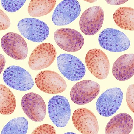 watercolor bright seamless pattern eggs lilac pink colorの写真素材