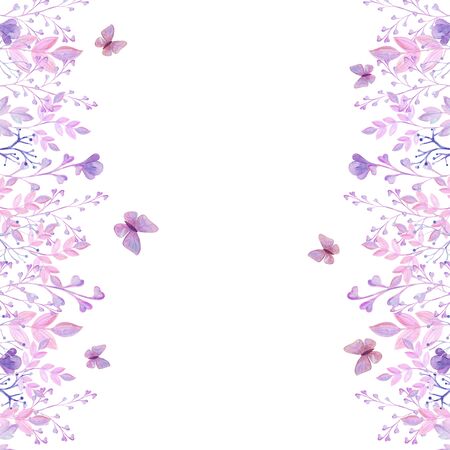 watercolor pink frame flower valentines day Borderの写真素材