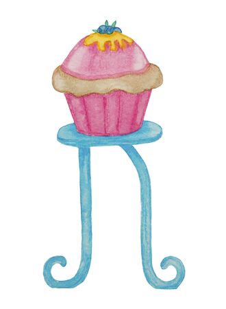 watercolor cupcake, sweet, color, fruit, children's illustration, sketchの写真素材