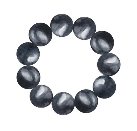 black pearl bracelet. icon on a white background, watercolor illustration for March 8の写真素材