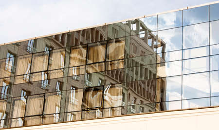 A building reflecting on another oneのeditorial素材