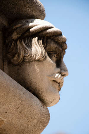 Stone portrait on external frieze on St Jakov's cathedral in Sibenik made by Juraj Dalmatinac in 15th century.のeditorial素材