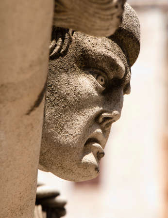 Stone portraits on external frieze on St Jakov's cathedral in Sibenik made by Juraj Dalmatinac in the 15th century.のeditorial素材