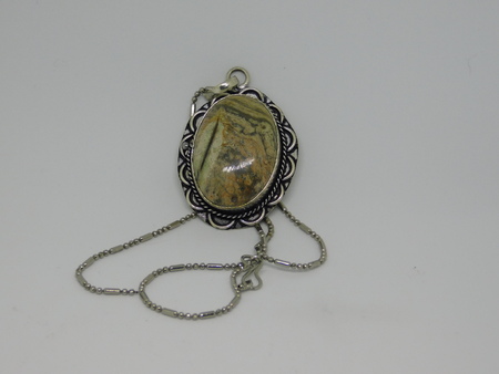 Vintage silver pendant with a big stoneの写真素材
