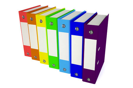 color folders with documents on white backgroundの写真素材