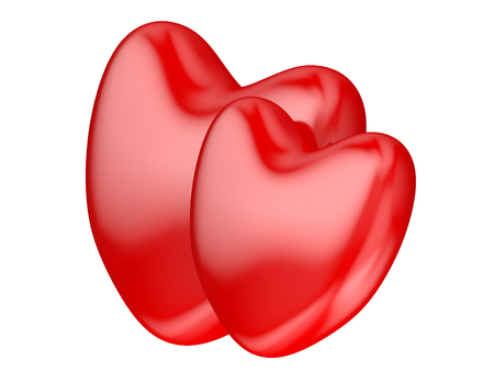 Valentine\'s Day celebration concept: red glossy shiny heart shape isolated on white background?の写真素材