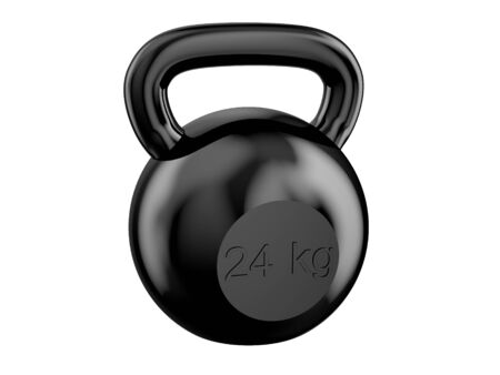black kettlebell isolated on white backgroundの写真素材