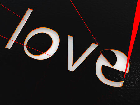 Valentine\'s Day celebration concept: red laser burns loveの写真素材
