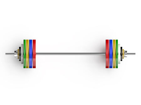metallic colors barbells  isolated on  white backgroundの写真素材
