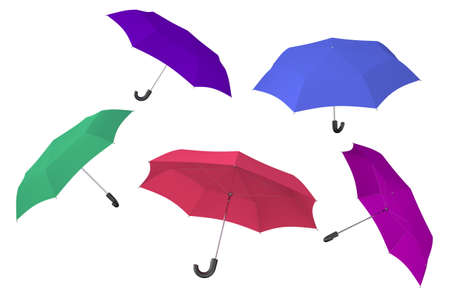 Color umbrellas isolated on white backgroundの写真素材