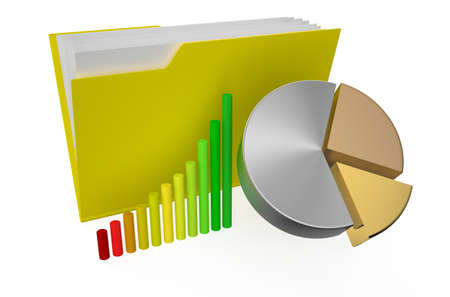 folder with charts  isolated on  white backgroundの写真素材