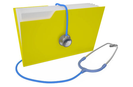 folder with stethoscope  isolated on  white backgroundの写真素材