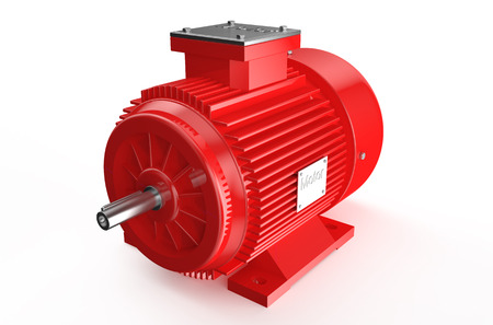 Industrial red electric motor  isolated on white backgroundの写真素材