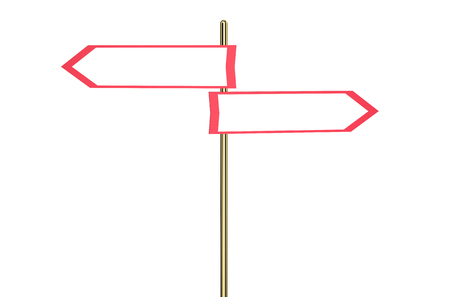 street sign with an arrow  isolated on  white backgroundの写真素材