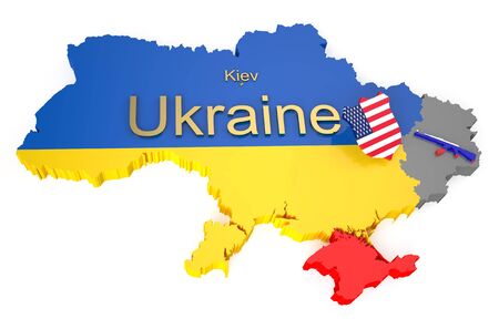 War in Ukraine concept isolated on white backgroundの写真素材