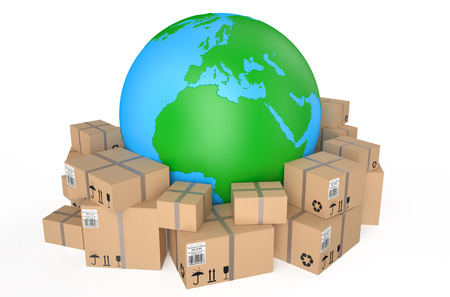 Worldwide shipping concept isolated on white backgroundの写真素材