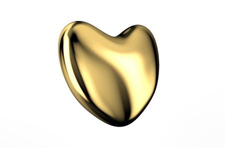 golden heart isolated on white backgroundの写真素材