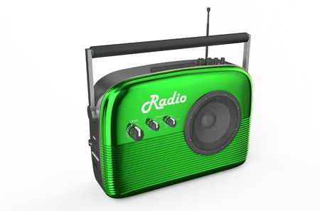 green radio isolated on white backgroundの写真素材