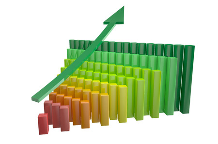 growth chart with arrow isolated on white backgroundの写真素材