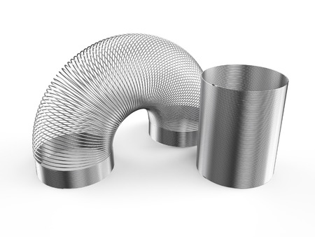 metallic spring isolated on white backgroundの写真素材