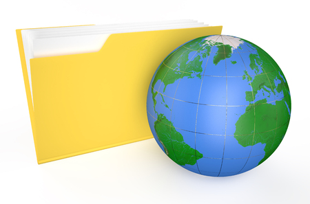 folder-icon with earth  isolated on white の写真素材
