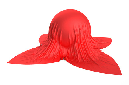 sphere covered with a red cloth isolated on white backgroundの写真素材