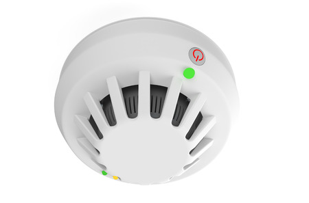 Fire and flame detector isolated on white backgroundの写真素材