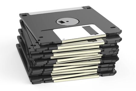 set of  floppy disks isolated on white backgroundの写真素材