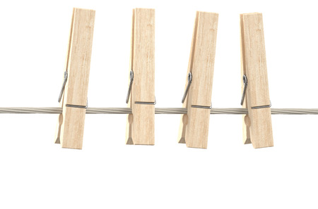wooden clothespins on clothesline