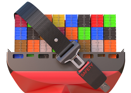 container ship with safety belt, safety delivery conceptの写真素材