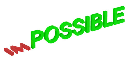 from impossible to possible concept isolated on white background