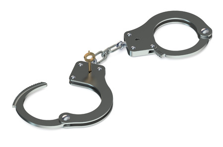 Handcuffs isolated on white backgroundの写真素材