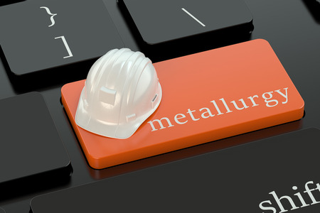 Metallurgy  concept on orange keyboard buttonの写真素材