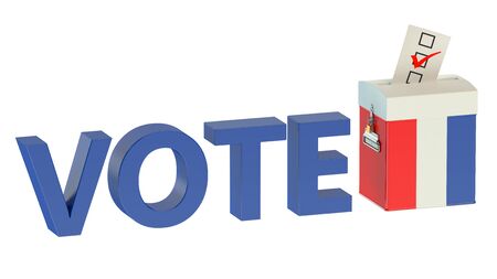 French election ballot box for collecting votes  isolated on white backgroundの写真素材