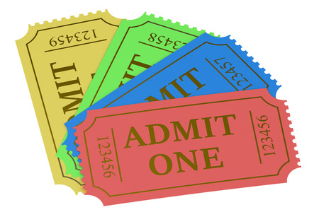 Colorful tickets isolated on white background