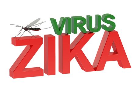 Zika virus concept  isolated on green backgroundの写真素材