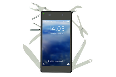 multifunction smartphone concept isolated on white background