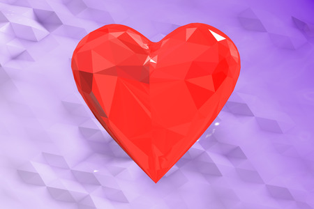 abstract red low poly heart background