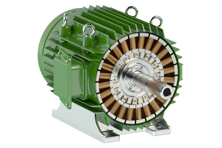 Industrial electric motors isolated on white backgroundの写真素材