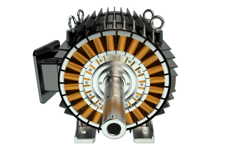 Industrial electric motor isolated on white backgroundの写真素材