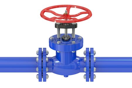Pipeline with valve isolated on white backgroundの写真素材