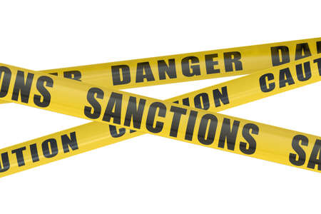 Sanctions concept isolated on blue sky