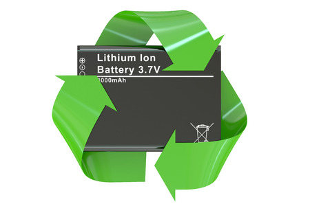 Battery or accumulator for phone with recycle symbol
