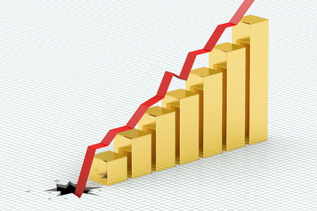 Falling price for gold concept, 3D renderingの写真素材