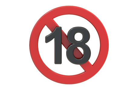 Adults only content sign. Age limit icon, 3D renderingの写真素材
